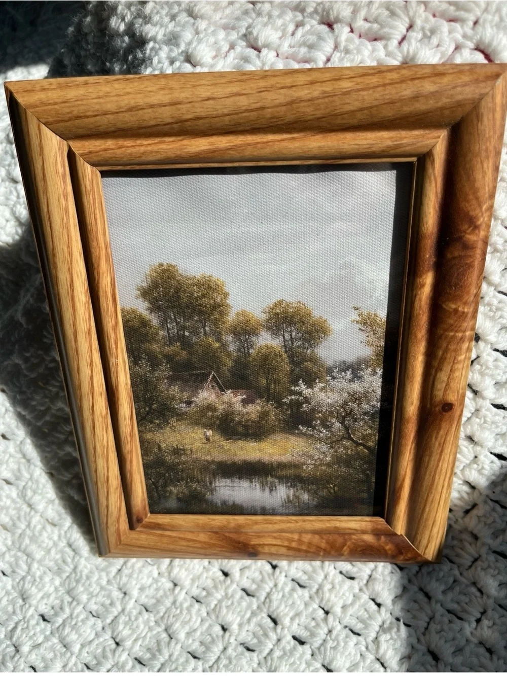 Wood Grain Picture Frame with Scenic Canvas Print - Natural Brown